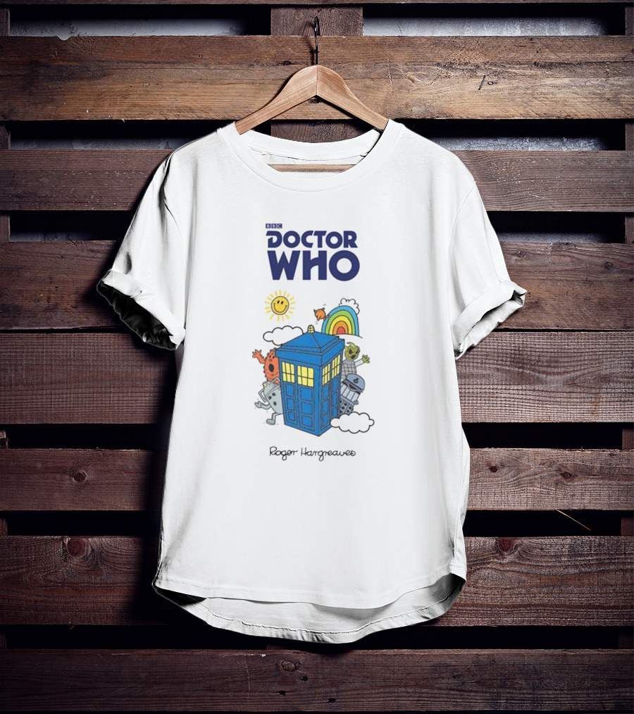 BBC Doctor Who Roger Hargreaves TARDIS Characters Rainbow Sun T-Shirt