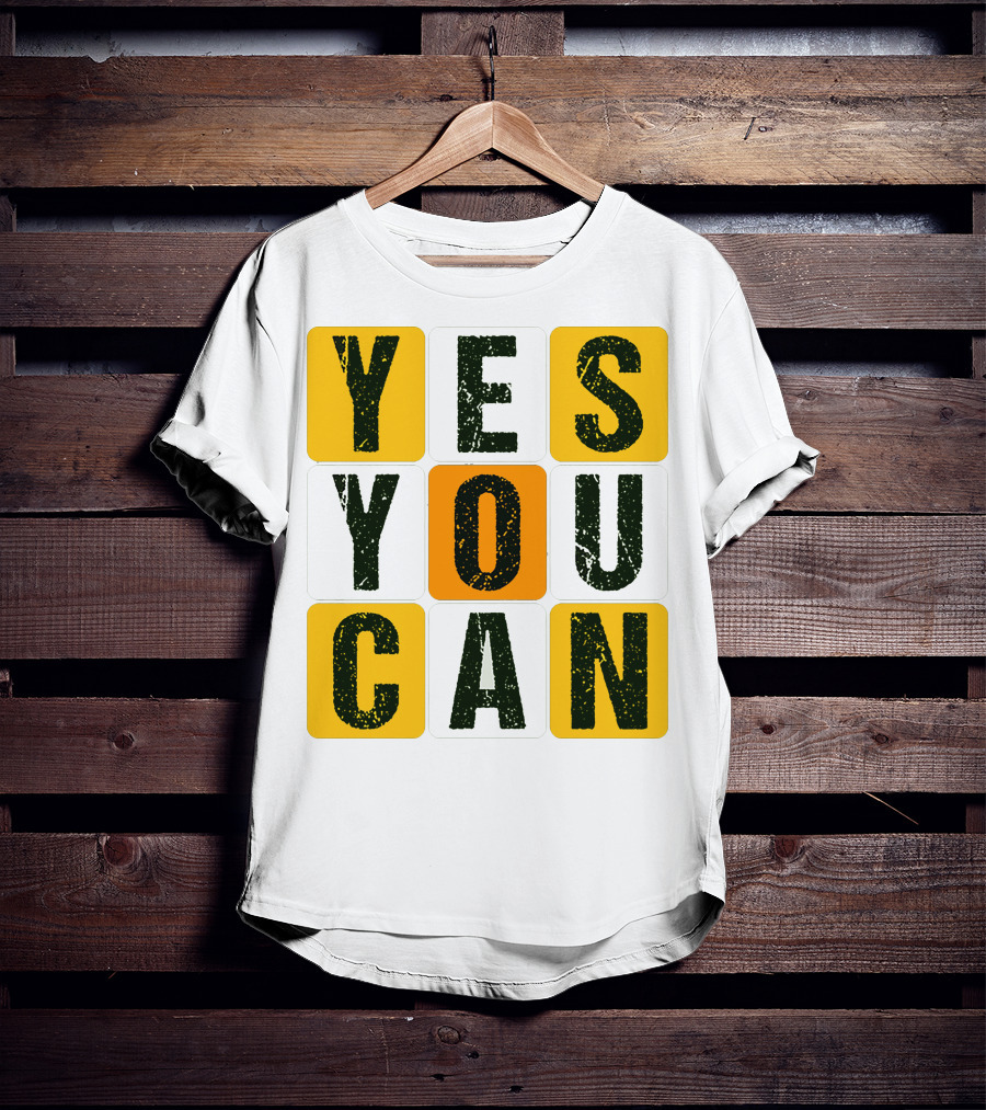 YES YOU CAN Motivation Yellow Orange Black T-Shirt