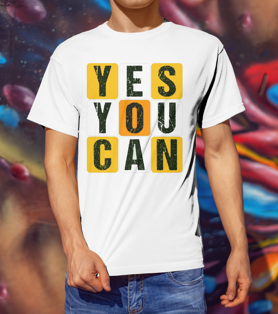 YES YOU CAN Motivation Yellow Orange Black T-Shirt