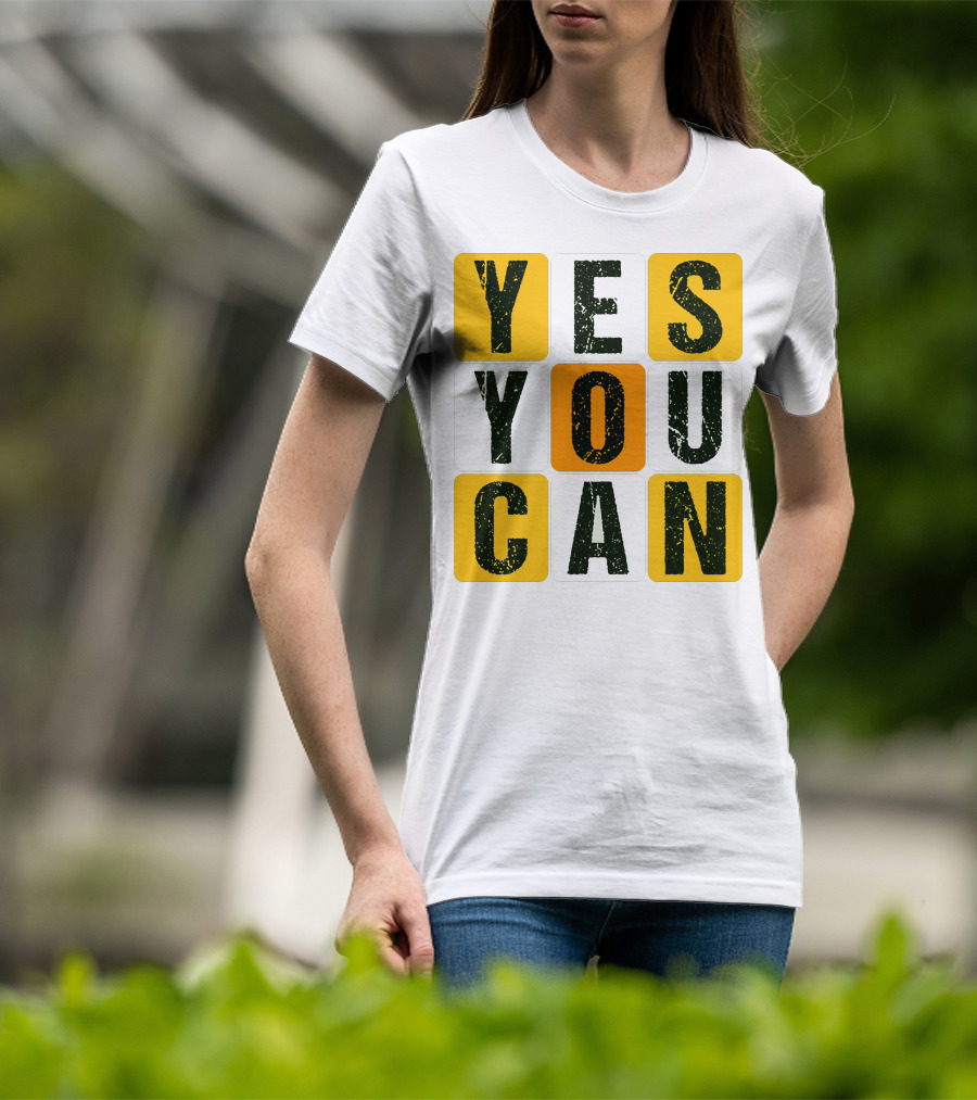 YES YOU CAN Motivation Yellow Orange Black T-Shirt