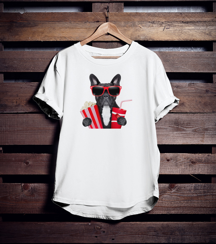 Pug With Popcorn And Soda Wearing Red Sunglasses T-Shirt