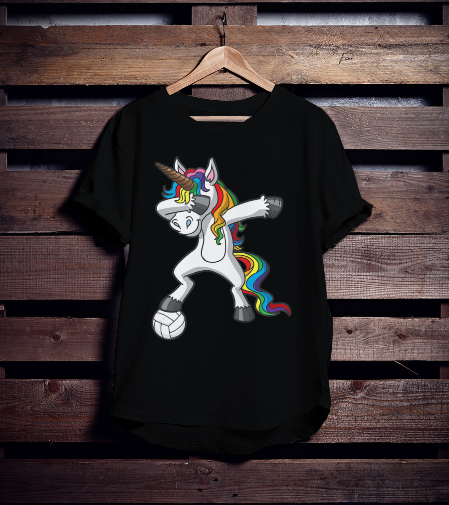 Dabbing Rainbow Unicorn Volleyball T-Shirt