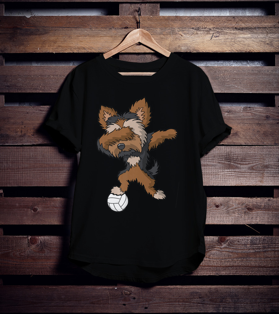 Dabbing Yorkshire Terrier Volleyball Player Coach Team Dog With Ball T-Shirt