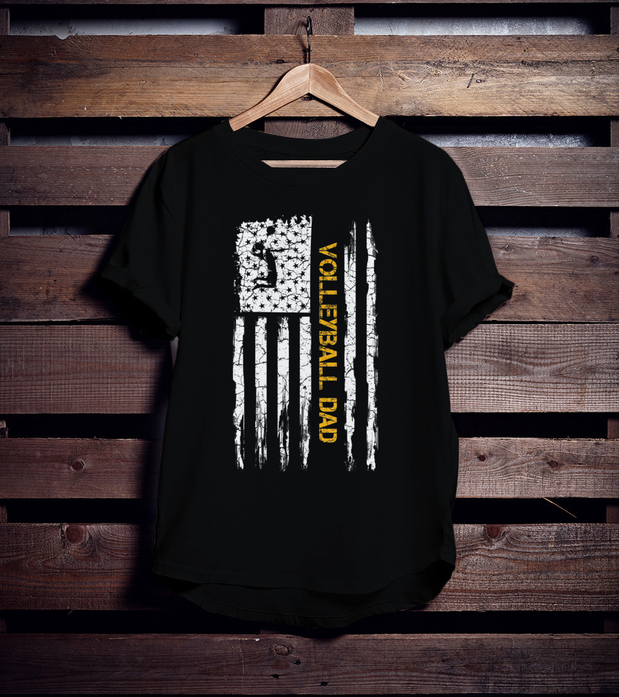 Vintage USA Flag Volleyball Dad Patriotic T-Shirt