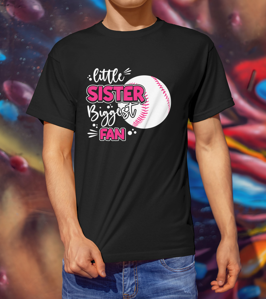 Little Sister Biggest Fan Baseball Season For Girl Siblings T-Shirt