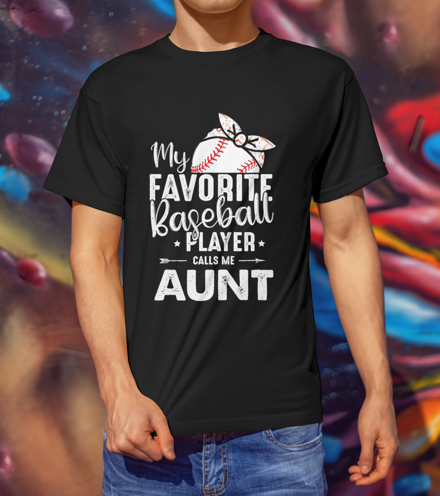 My Favorite Baseball Player Calls Me Aunt Batter Bow Tie T-Shirt