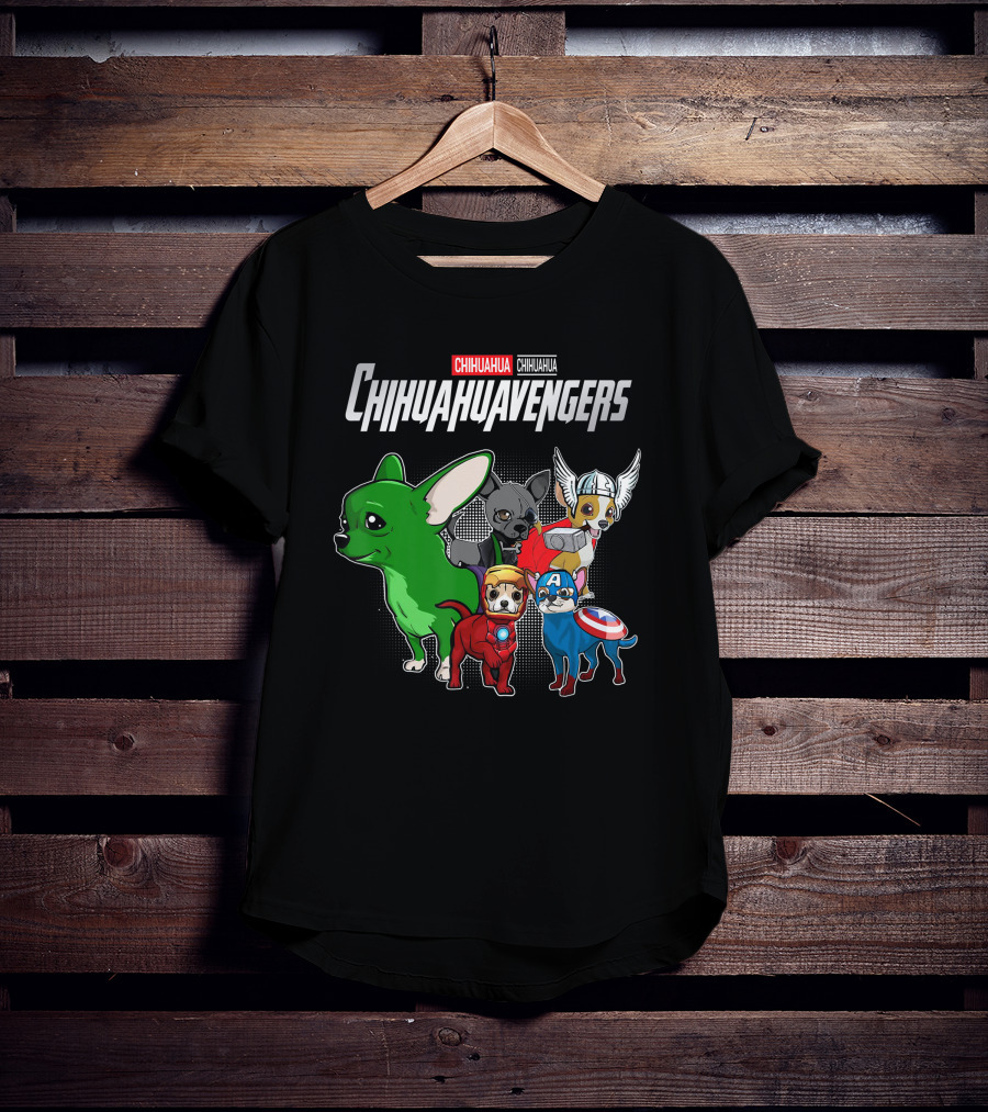 Chihuahuavengers Chihuahua Dog Superhero Group Comic T-Shirt