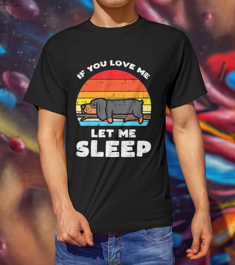 If You Love Me Let Me Sleep Dachshund Weiner Dog Vintage Sunset T-Shirt