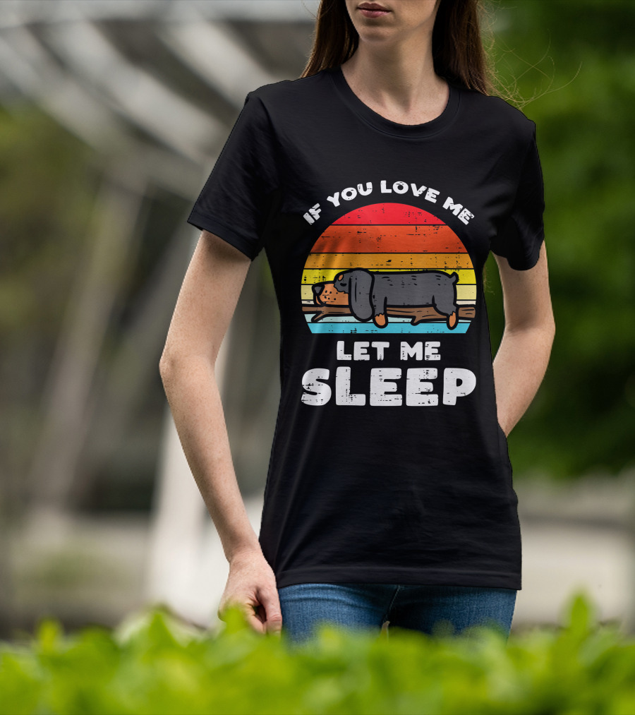 If You Love Me Let Me Sleep Dachshund Weiner Dog Vintage Sunset T-Shirt
