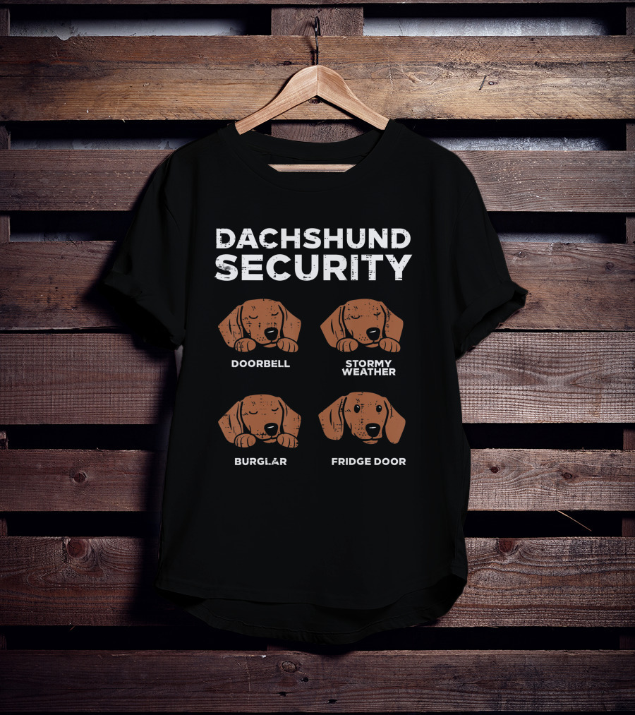 Dachshund Security Doorbell Stormy Weather Burglar Fridge Door Wiener Dog Lover Owner T-Shirt
