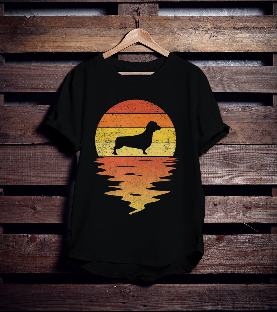 Dachshund Retro 70s Vintage Sunset T-Shirt