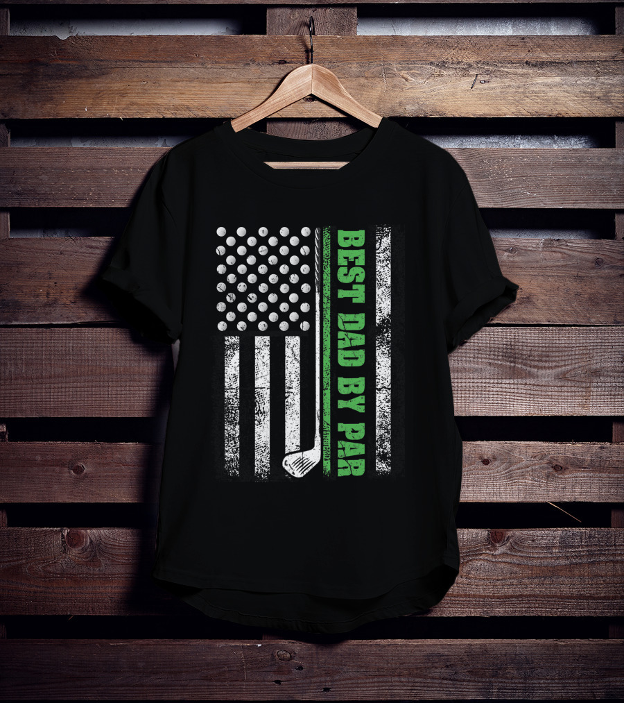 Best Dad By Par Golf Lover American Flag Golf Club T-Shirt
