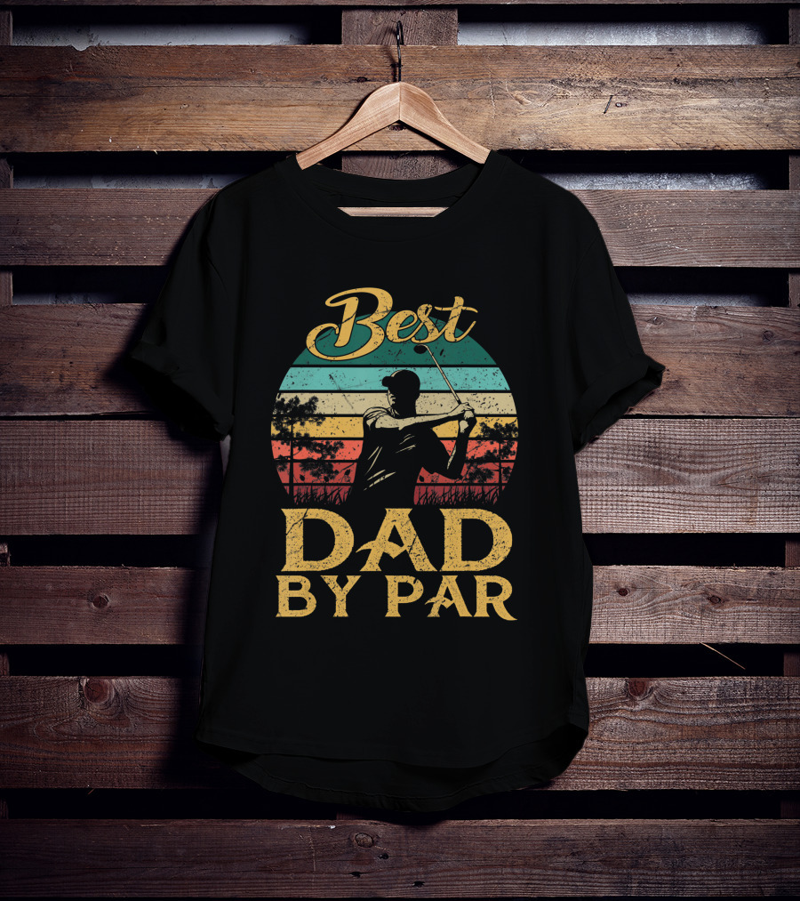 Best Dad By Par Vintage Golf Lover Golfer Retro T-Shirt