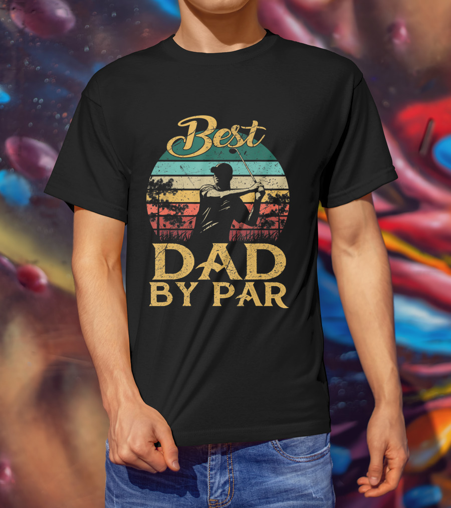 Best Dad By Par Vintage Golf Lover Golfer Retro T-Shirt