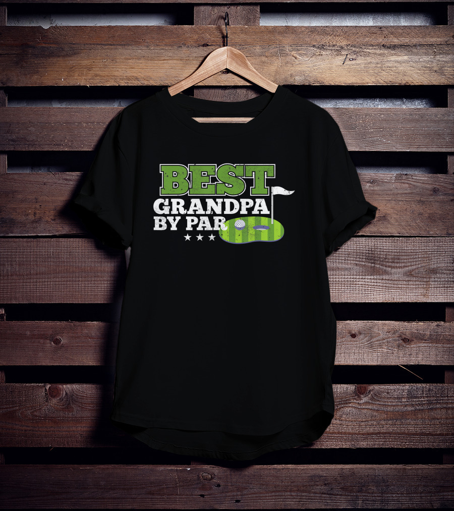 Best Grandpa By Par Golf Sports Lover Grandpa Golf Flag Stars T-Shirt