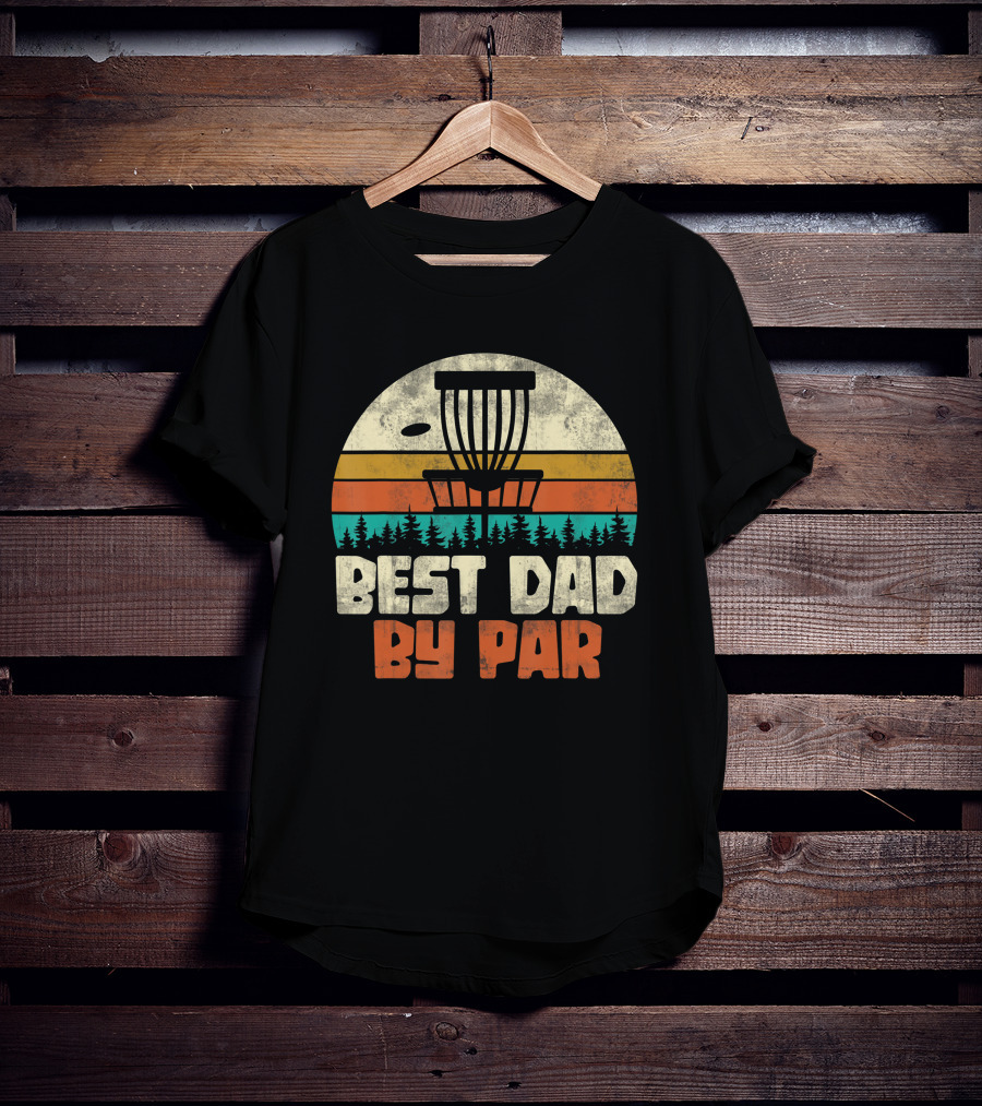 Best Dad By Par Vintage Disc Golf Forest Scene T-Shirt