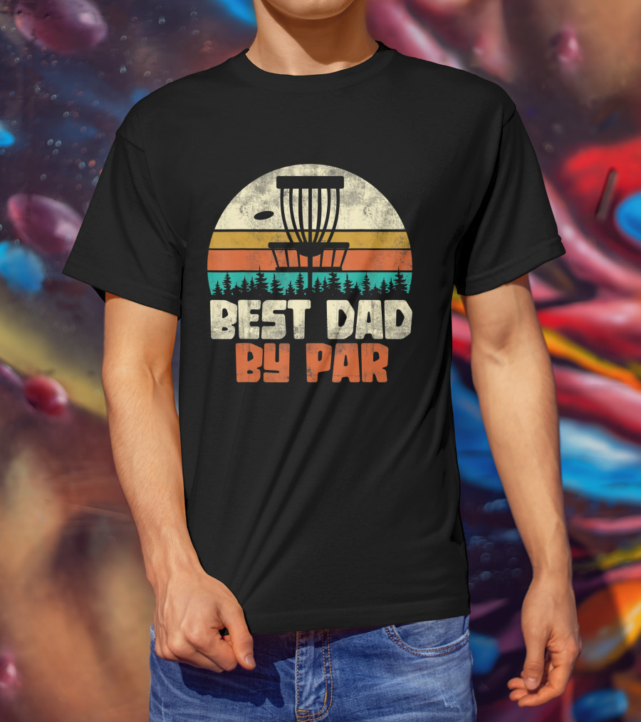 Best Dad By Par Vintage Disc Golf Forest Scene T-Shirt