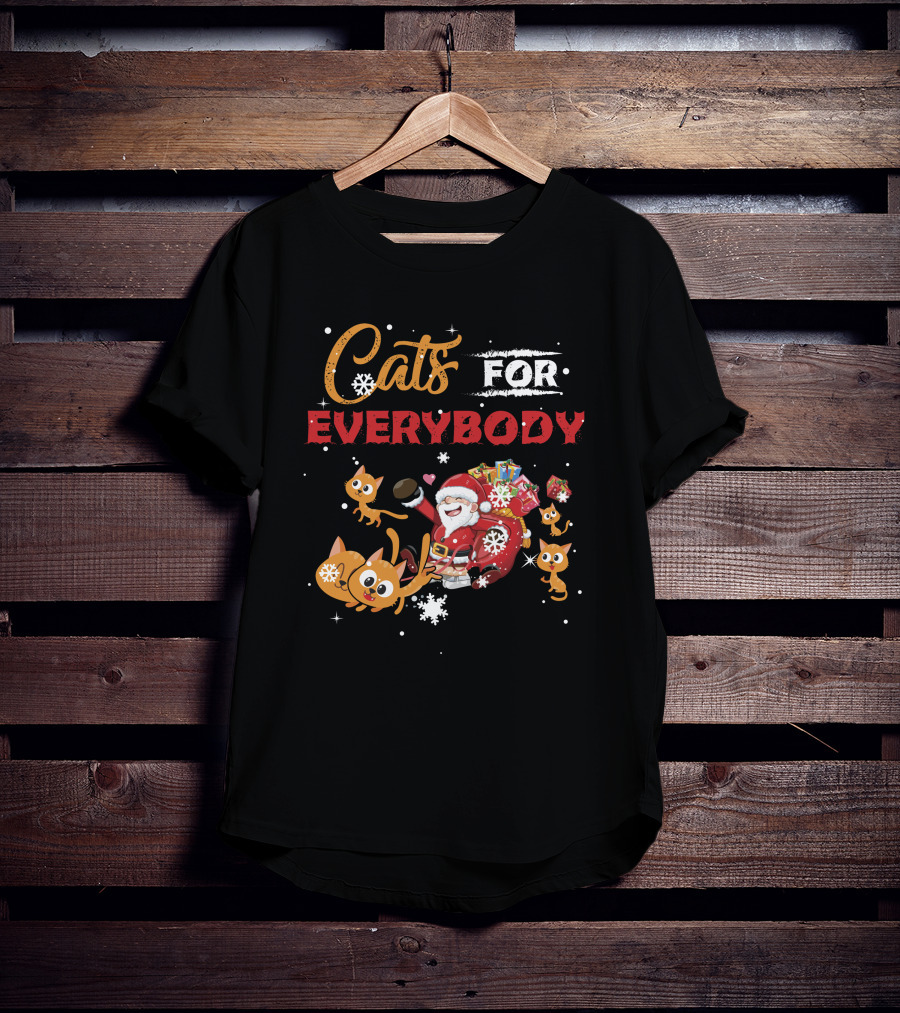 Cats For Everybody Christmas Santa With Cute Cat Lover T-Shirt