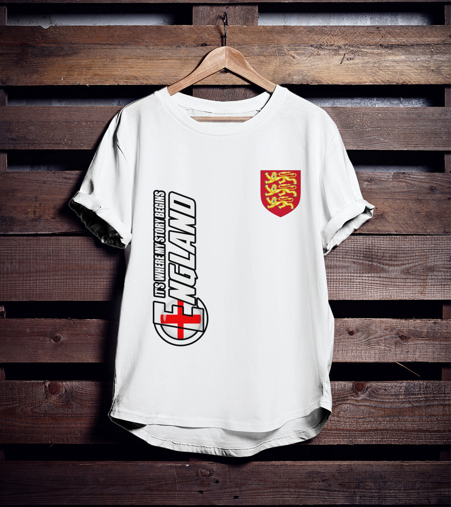 England It's Where My Story Begins Three Lions Crest T-Shirt