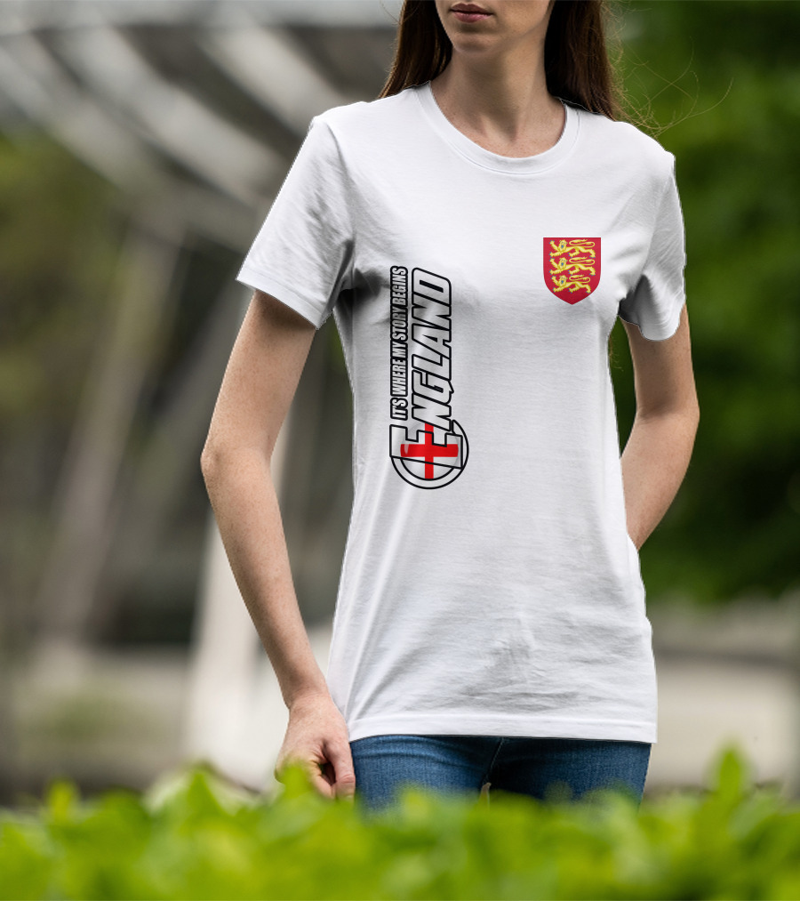 England It's Where My Story Begins Three Lions Crest T-Shirt