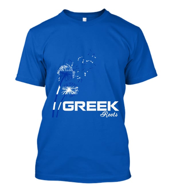 GREEK ROOTS Dandelion Blossom Blue Background T-Shirt