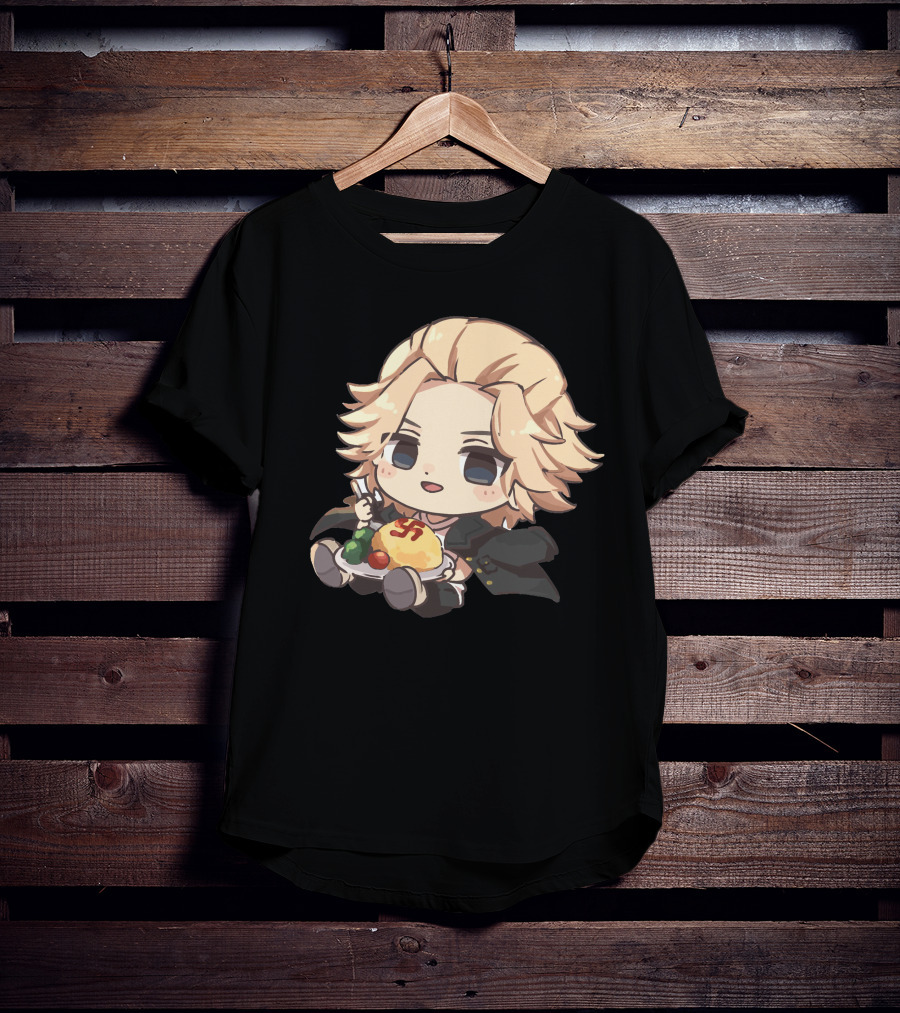 Mikey Holding Omurice Dish Tokyo Revengers Chibi Character T-Shirt