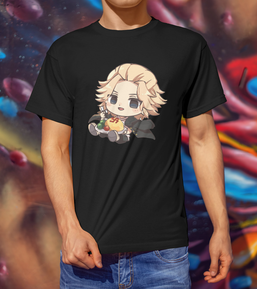Mikey Holding Omurice Dish Tokyo Revengers Chibi Character T-Shirt