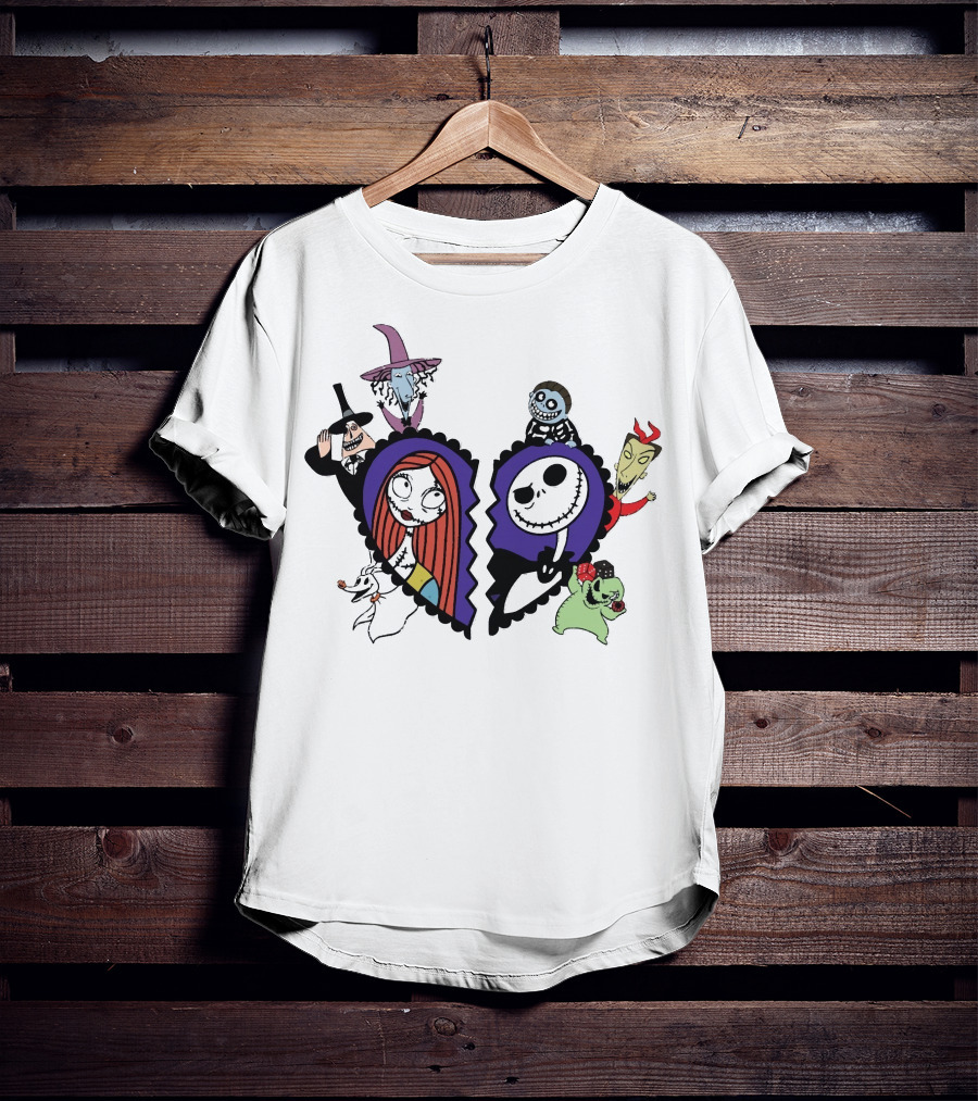 Jack And Sally Nightmare Before Christmas Characters T-Shirt