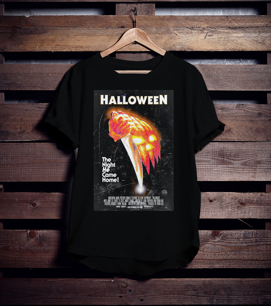 Halloween The Night He Came Home Knife Pumpkin Mask T-Shirt