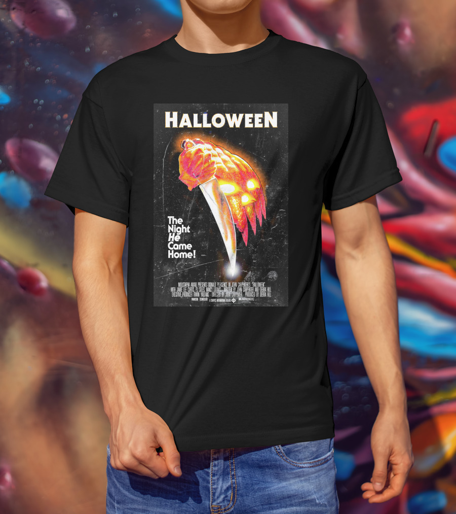 Halloween The Night He Came Home Knife Pumpkin Mask T-Shirt