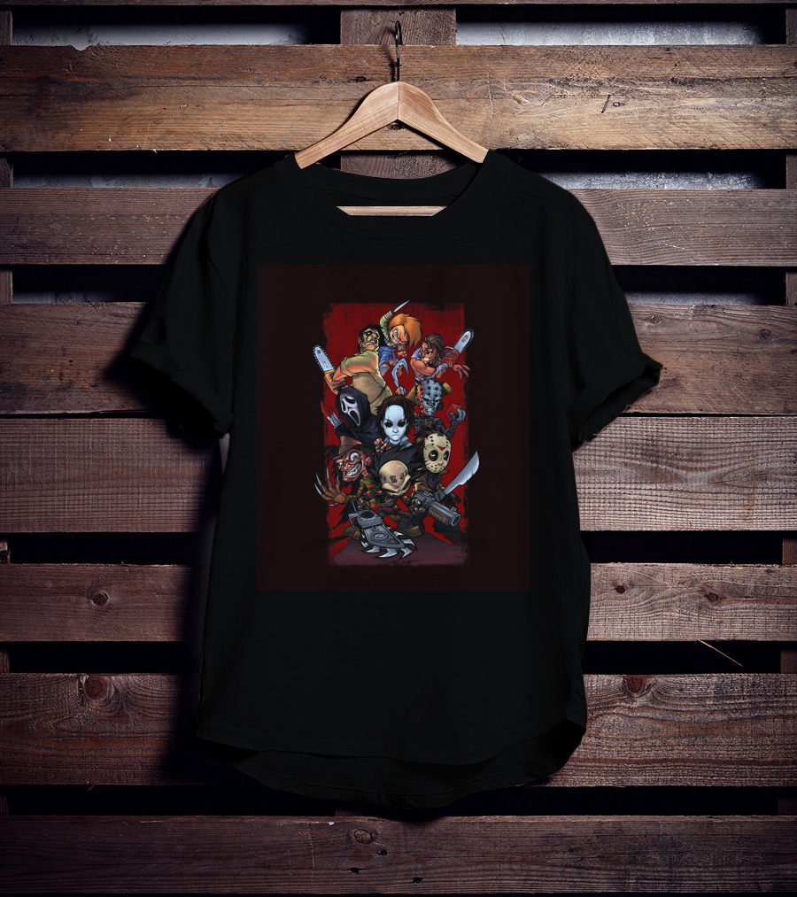 Horror Movies Iconic Characters Animated Group T-Shirt
