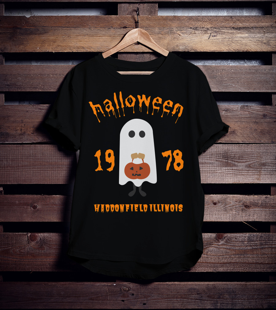 Halloween 1978 Ghost With Pumpkin In Haddonfield Illinois T-Shirt