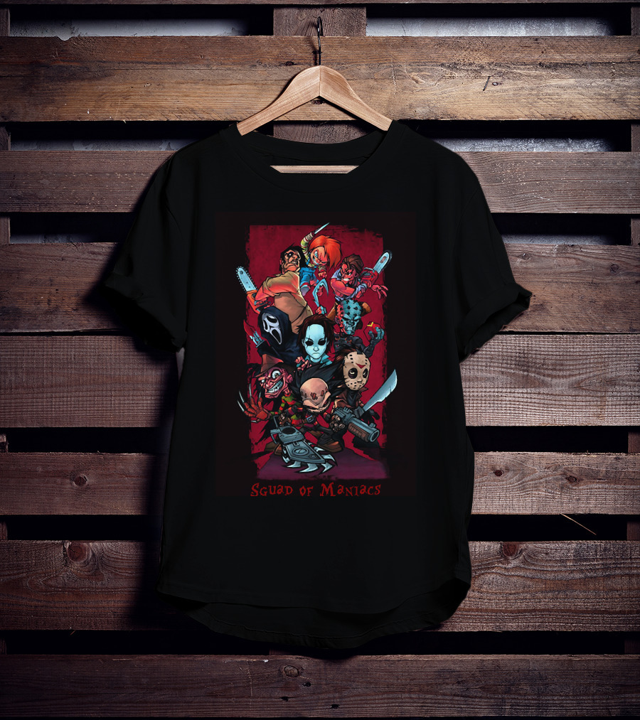 Squad Of Maniacs Horror Icons Together T-Shirt