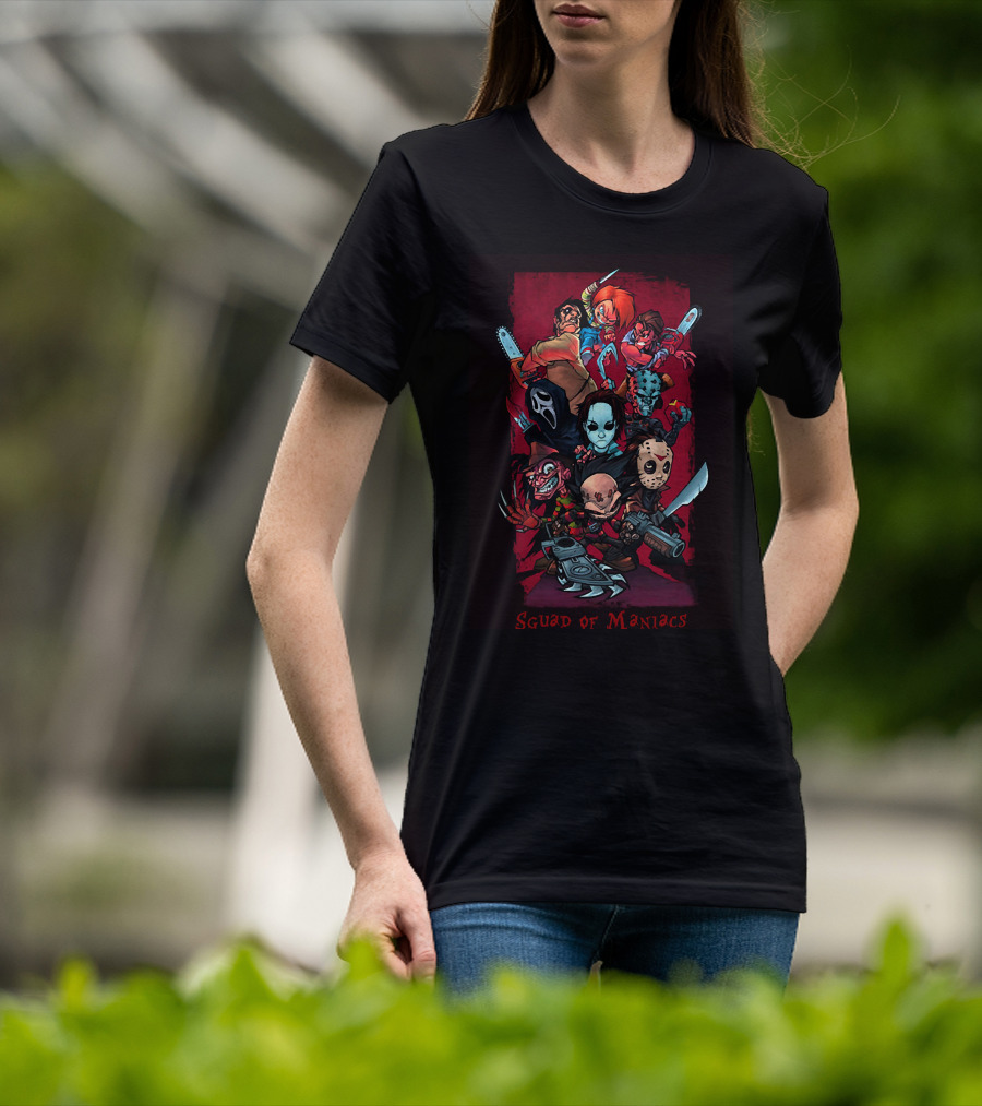 Squad Of Maniacs Horror Icons Together T-Shirt