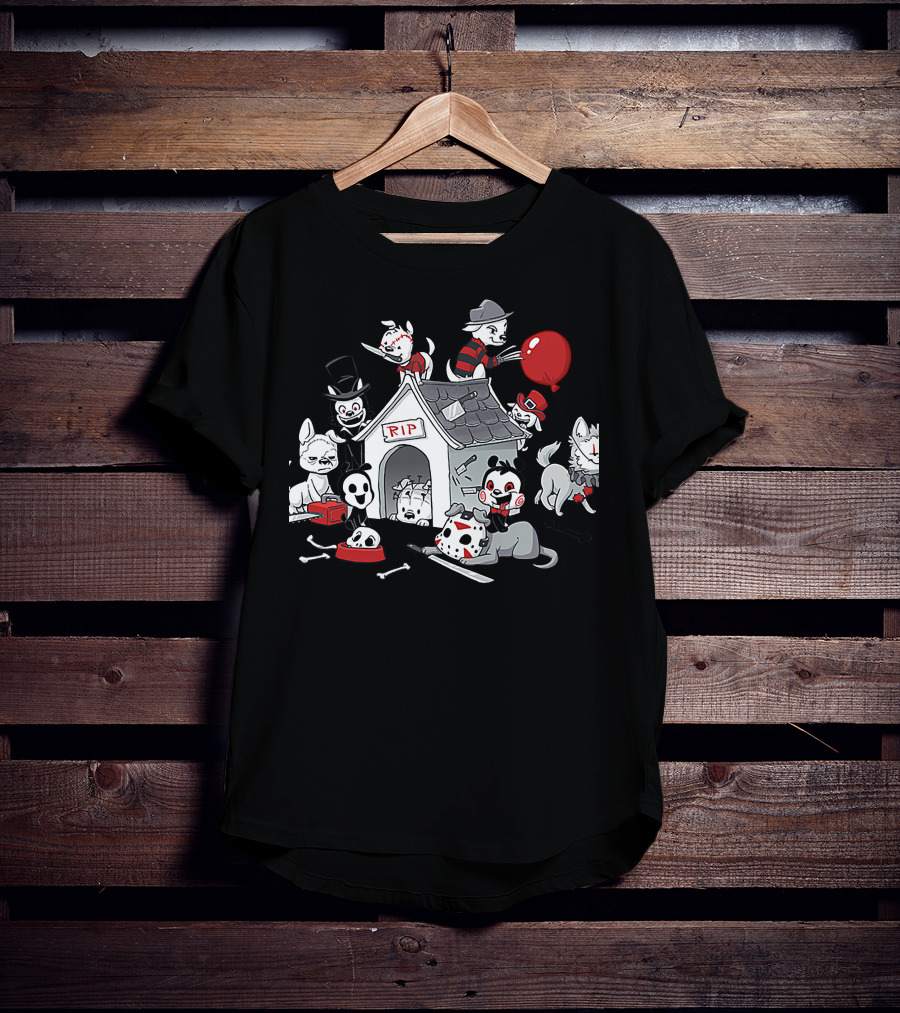 RIP Horror Dogs Icons With Mask And Balloon T-Shirt