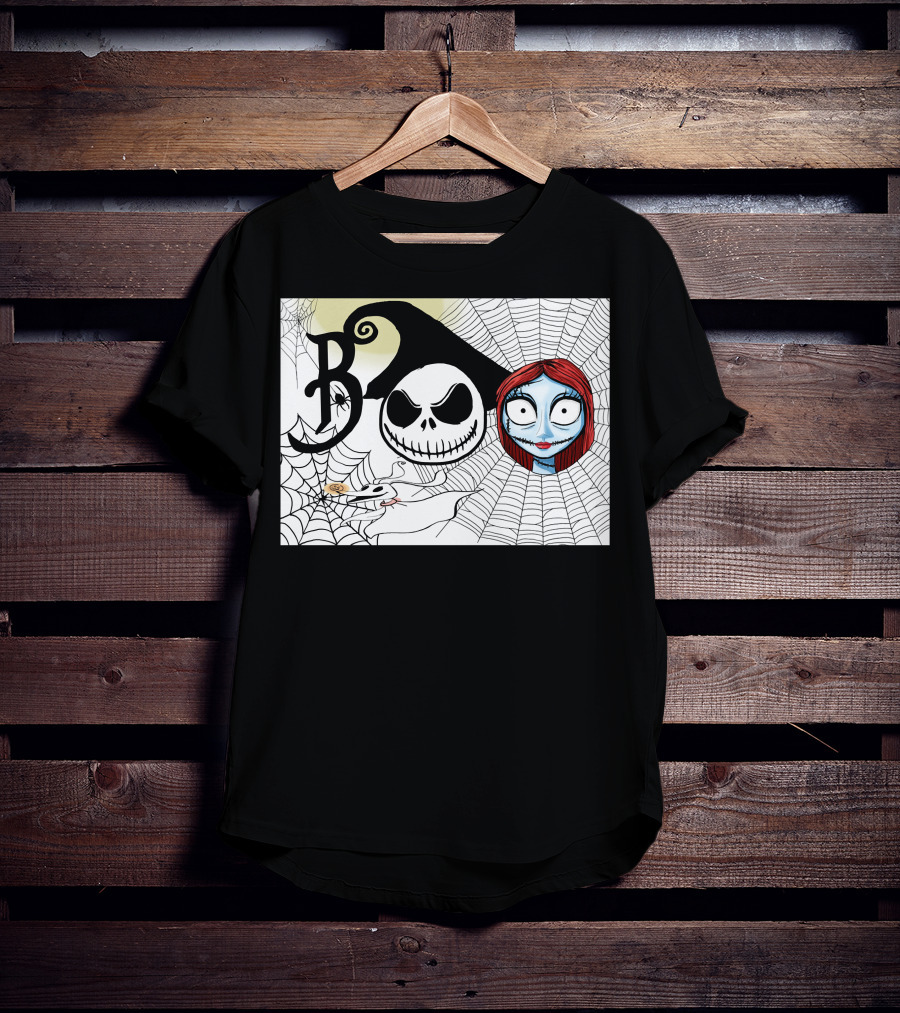 Jack And Sally Boo Halloween Nightmare Web T-Shirt
