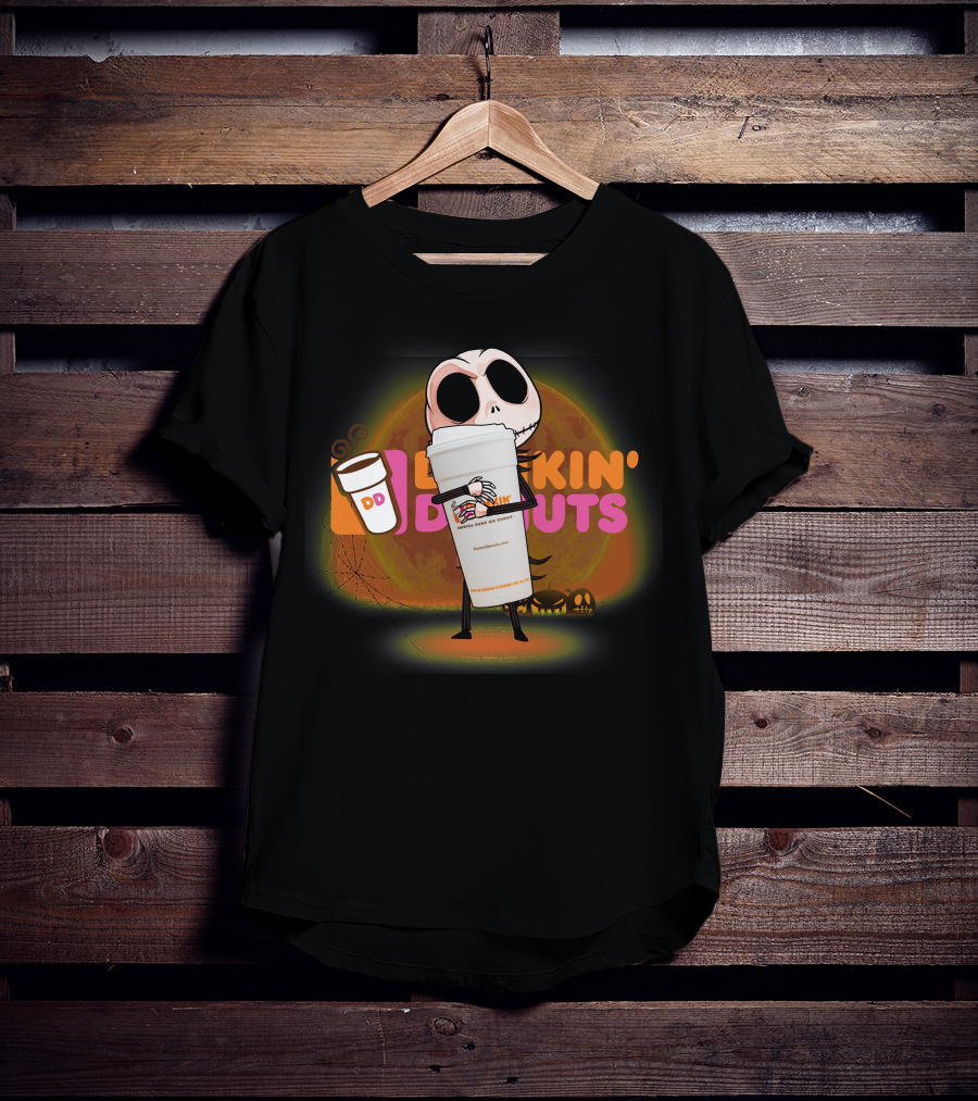 Jack Skellington Dunkin Donuts Halloween Coffee Moon T-Shirt