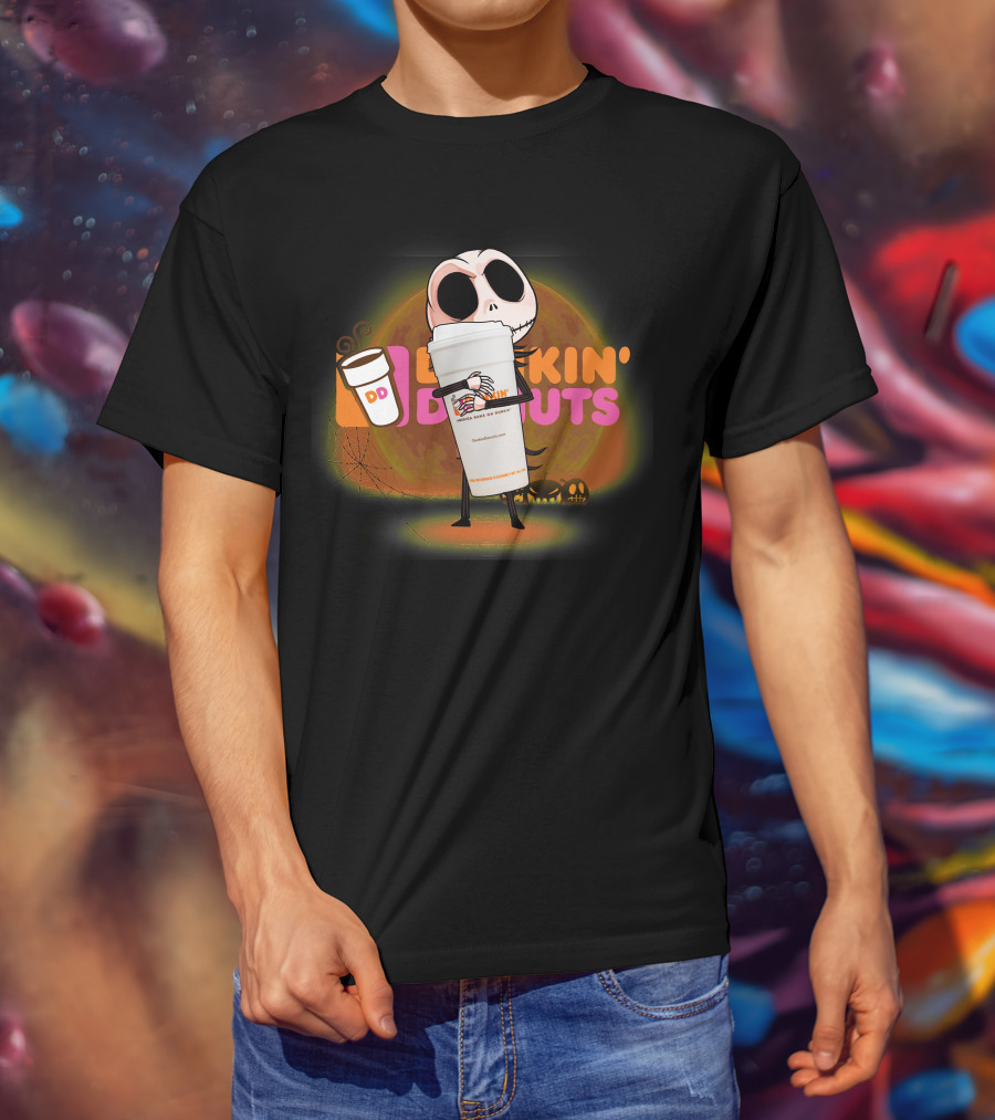 Jack Skellington Dunkin Donuts Halloween Coffee Moon T-Shirt
