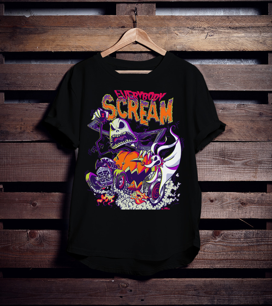 Jack Skellington Everybody Scream Halloween Rides Ghost Dog T-Shirt