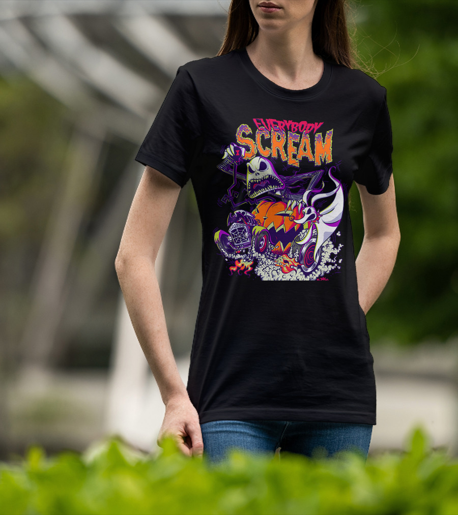 Jack Skellington Everybody Scream Halloween Rides Ghost Dog T-Shirt