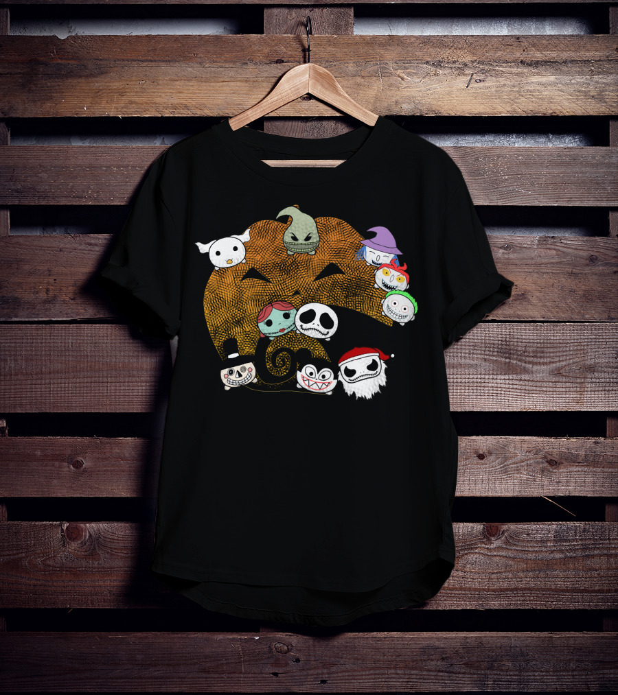 Pumpkin Oogie Boogie Jack Skellington Faces Halloween Characters T-Shirt