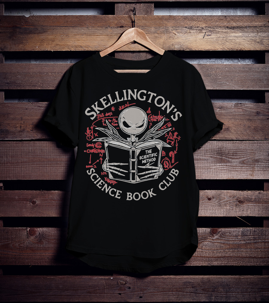 Skellington's Scientific Method Halloween Christmas Science Book Club T-Shirt
