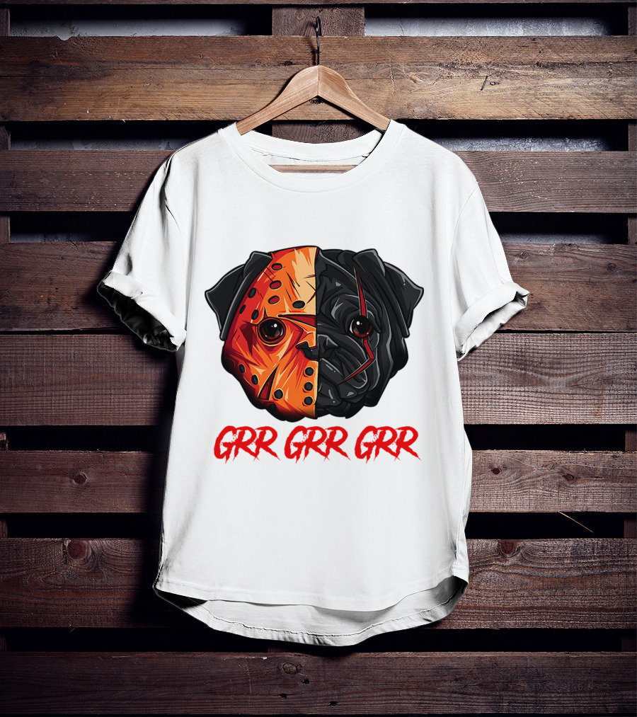 Grr Grr Grr Jason Dog Mask Pug Face T-Shirt