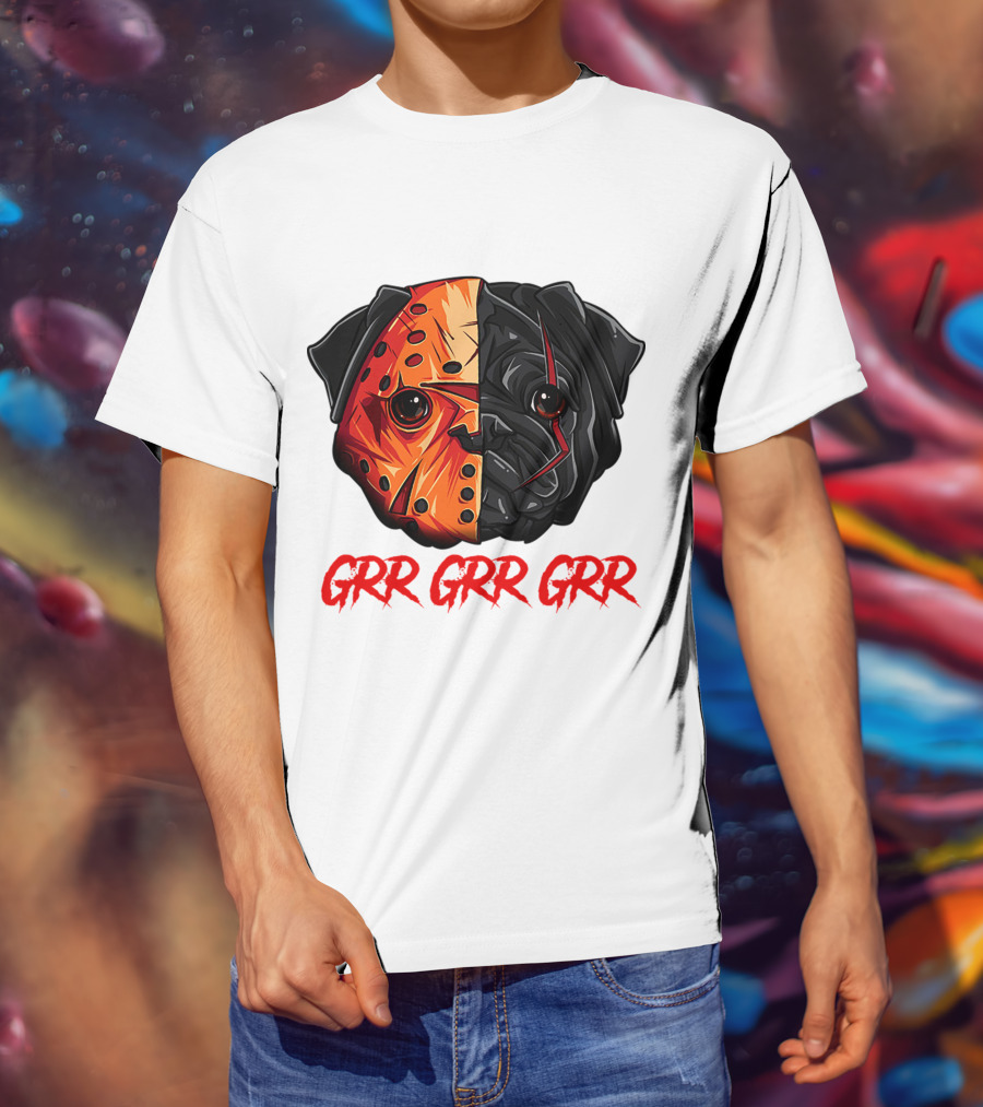 Grr Grr Grr Jason Dog Mask Pug Face T-Shirt