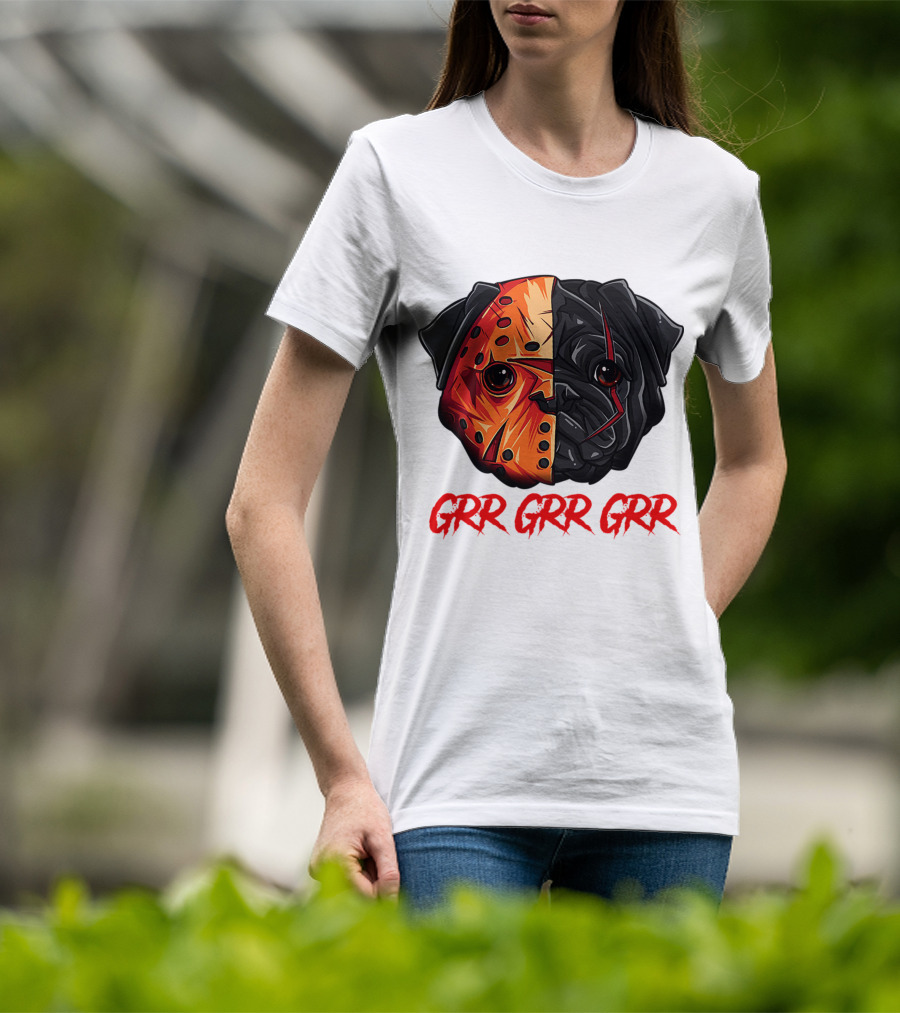 Grr Grr Grr Jason Dog Mask Pug Face T-Shirt