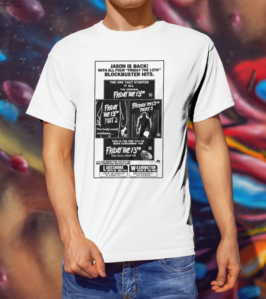 Jason Is Back With All Four Friday The 13th Blockbuster Hits T-Shirt