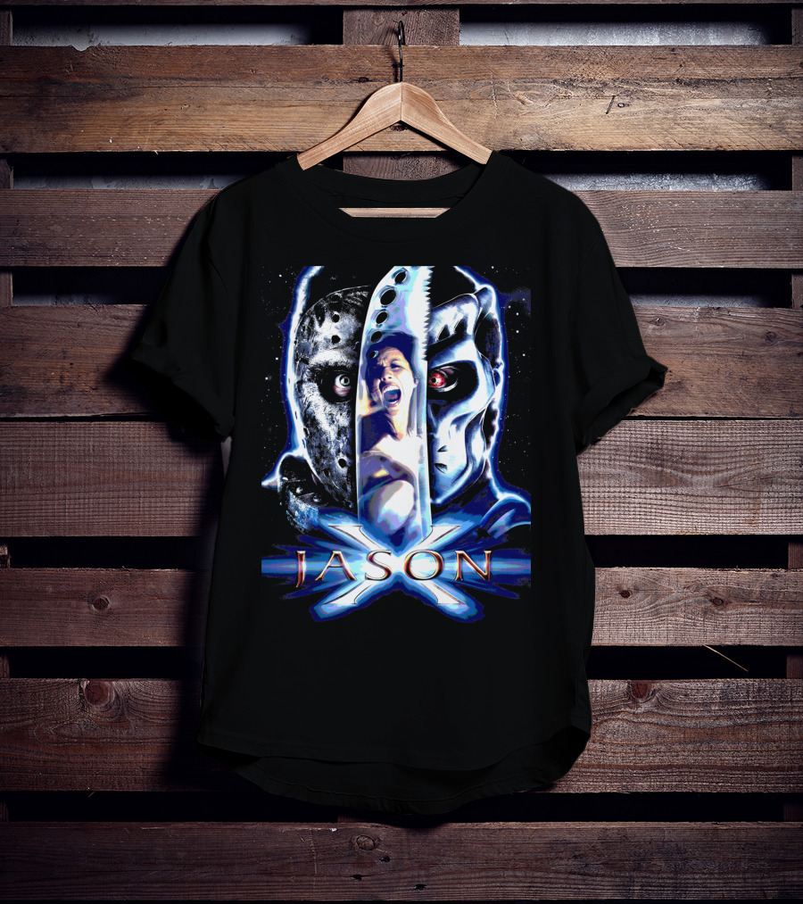 Jason X Horror Iconic Mask And Knife T-Shirt