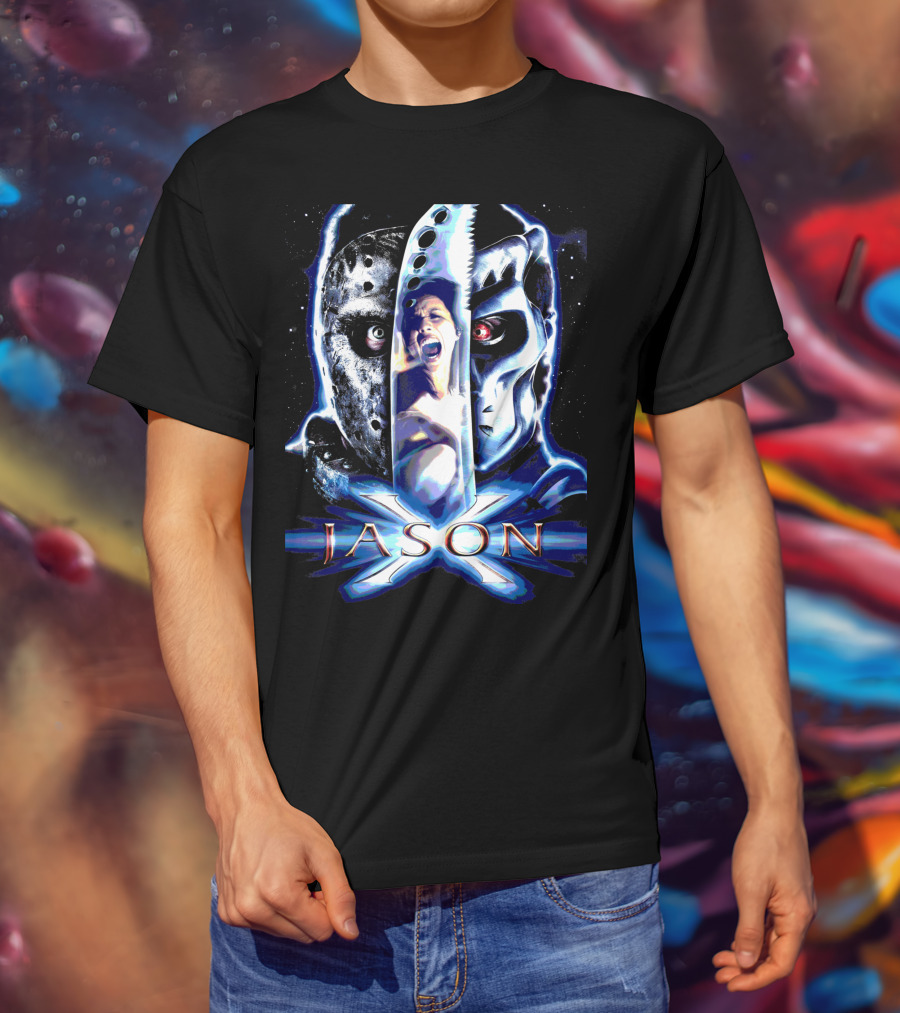 Jason X Horror Iconic Mask And Knife T-Shirt