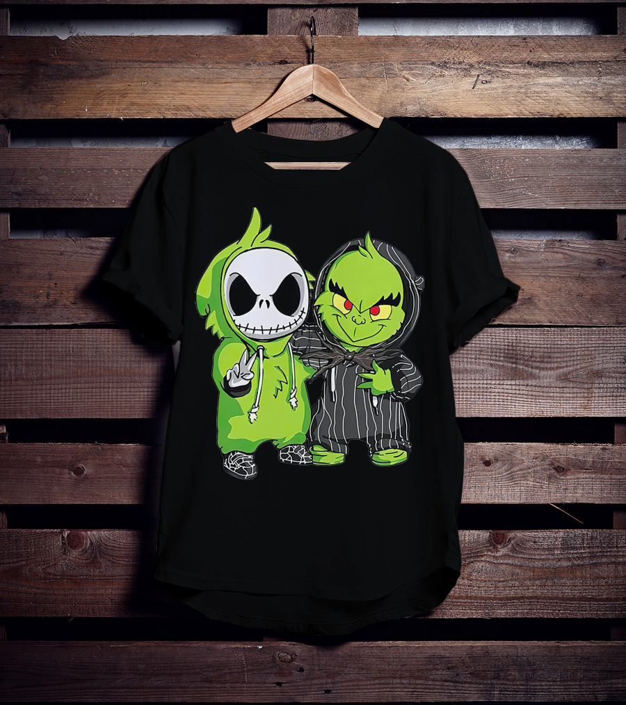Jack Skellington And Grinch Crossover Hoodie Characters T-Shirt