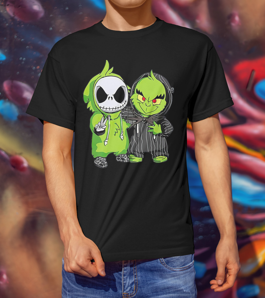 Jack Skellington And Grinch Crossover Hoodie Characters T-Shirt